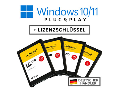 Vorinstallierte SSD Windows 11 /Windows 10 | Sata Festplatte + Lizenz (Home/Pro)