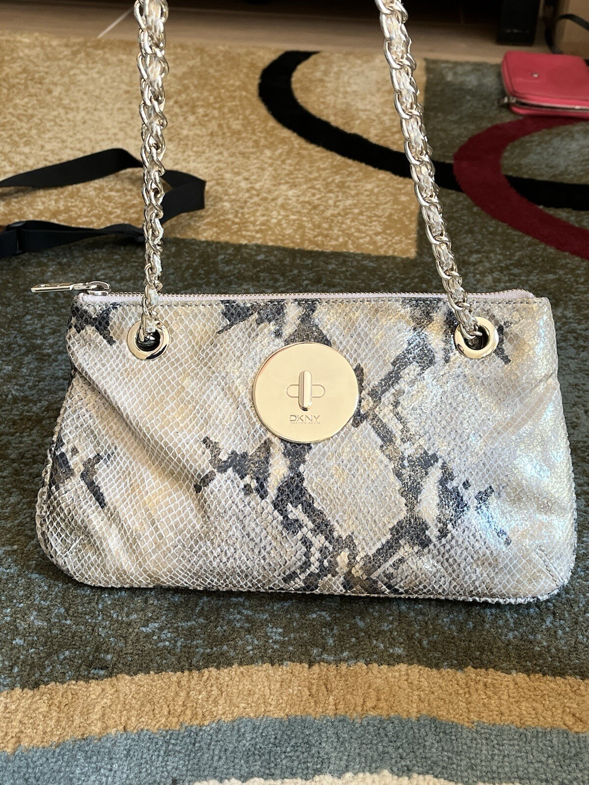 DKNY Python Snakeskin Leather CHAIN STRAP Handbag… - image 21