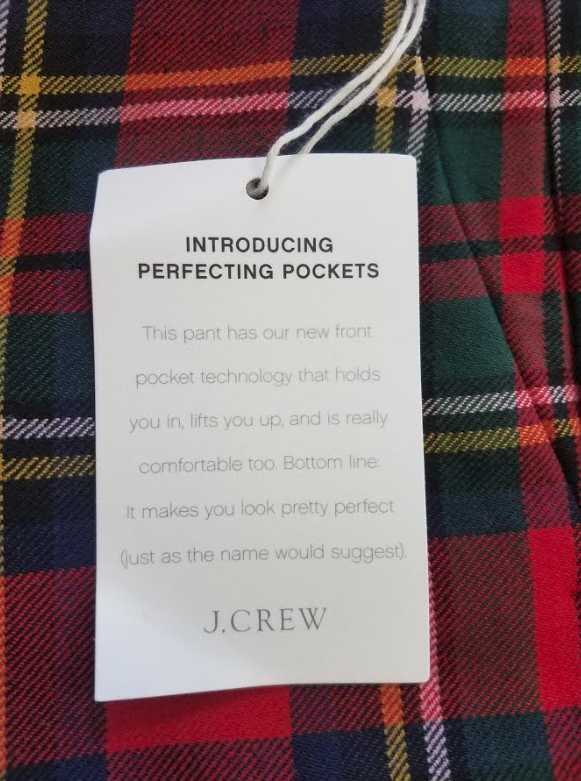 NEW WOMEN'S J CREW CAMERON SLIM CROP PANTS IN TARTAN TWO WAY STRETCH WOOL PLAID
