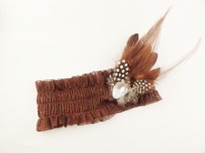 Great Gatsby Style Head Piece Brown Fascinator Feathers, Rhinestone, Removable H