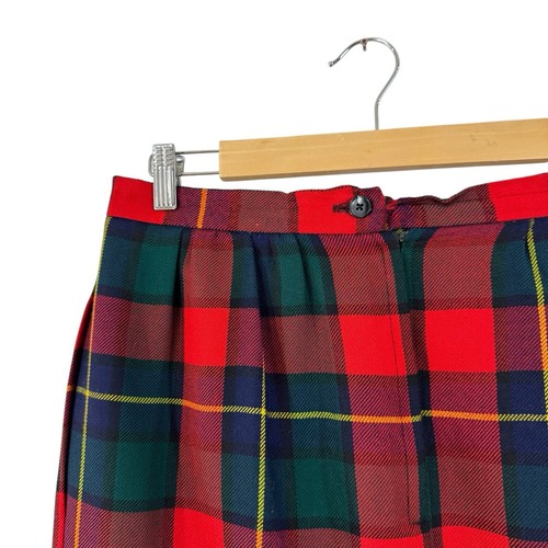 Vintage Lands' End 14 Wool Midi Skirt Made In Scotland Plaid Lined Womens READ - Picture 16 of 18