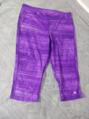 Champion Duo dry Purple Black Crop Yoga Leggings