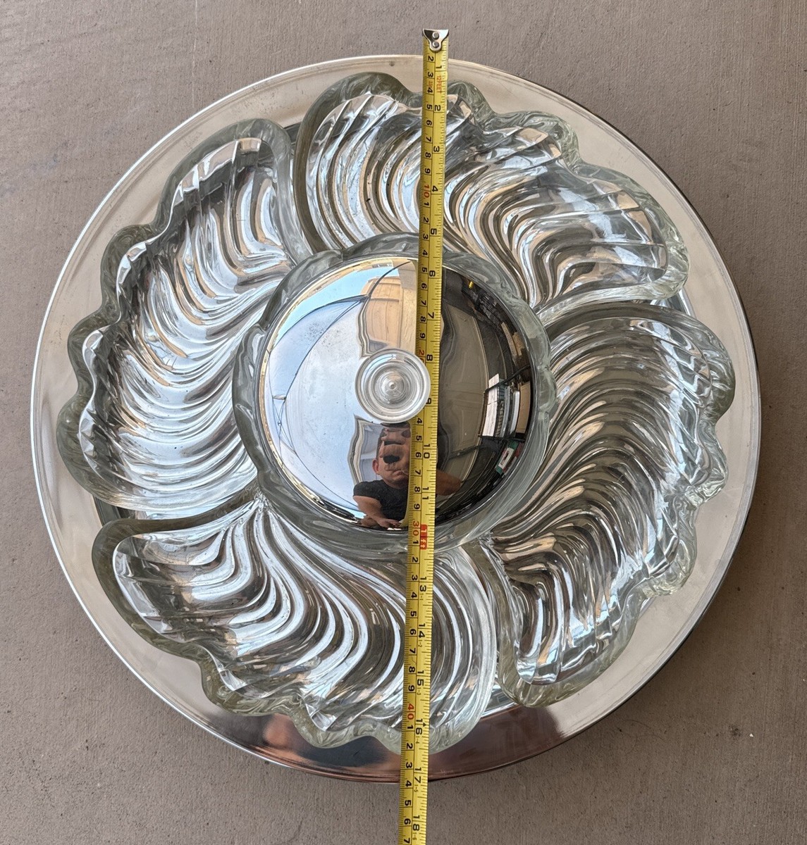Vtg Kromex Lazy Susan Rotating Party Revolving Glass 5-Dish
