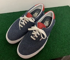 Vans “ Off The Wall” Sneakers- Blue Cloth With Red Trim- Men’s 8.5-Women’s 10