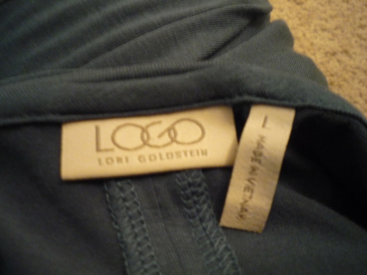 LOGO LORI GOLDSTEIN LIQUID KNIT TUNIC TOP- SZ L-LONG SLEEVE