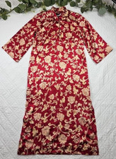 VTG Natori Womens Red and Gold Robe Pull on Size 46 Made in USA Saks Fifth Ave