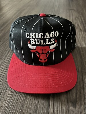 Vintage Chicago Bulls Starter Pinstripe Snapback Hat Black