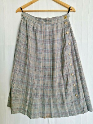 Vintage 80er St Michaels Oma schicker Faltenrock Größe 14 adretter Cottagecore