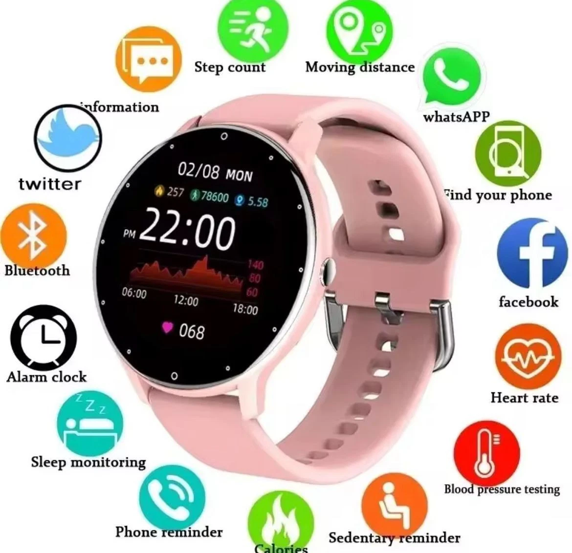 LIGE Smart Watch Women Men Fitness Tracker Heart Rate Bluetooth Call Round