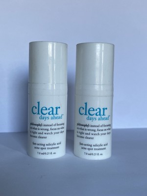 NEW PHILOSOPHY CLEAR DAYS AHEAD FAST ACTING ACNE SPOT TREATMENT 0.5 OZ (2 X .25)