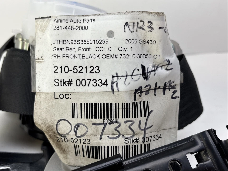 2006-2011 Lexus GS350 GS300 GS430 Right Front Seat Belt Retractor Black - Imagem 4 de 4