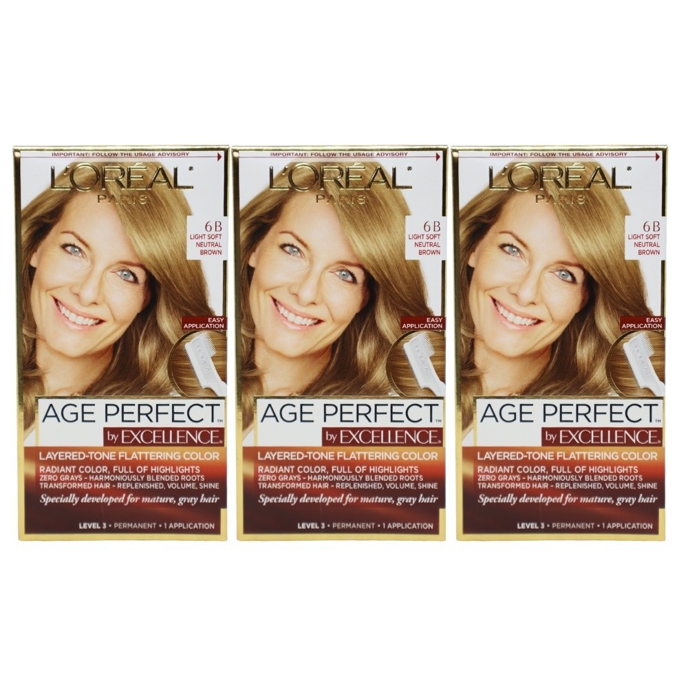 3x L'Oreal Paris Age Perfect Excellence Hair Color, 6B Light