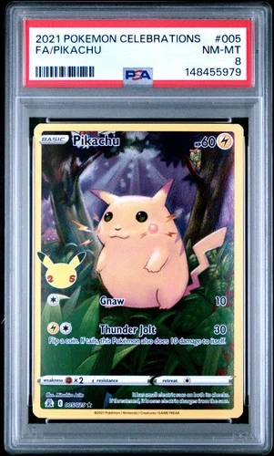 2021 POKEMON CELEBRATIONS #005 FULL ART/PIKACHU PSA 8