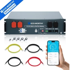 ECO-WORTHY 2.56kWh 48V 50AH Server Rack LiFePO4 Lithium Battery 3U V3 Version
