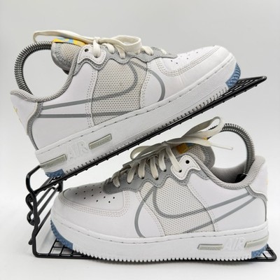Nike Air Force 1 React SU Weiß Blau Grau Sneaker Größe UK 3,5 Damen CT5117-102