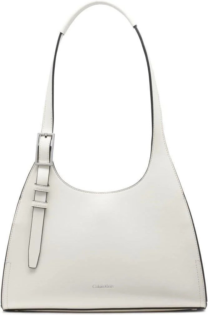 NWT Calvin Klein Quill Medium Shoulder Bag Cherub White Silver Buckle $178