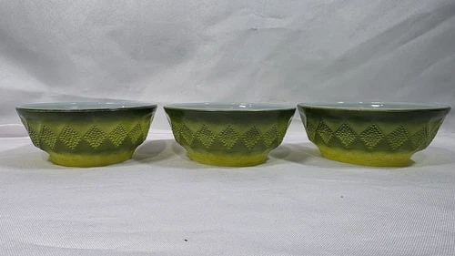 Anchor Hocking Fire King Vintage Green Ombré Kimberly Set Of 3 Bowls