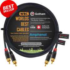 2.5 Foot RCA Cable Pair - Gotham GAC-4/1 (Black) Star-Quad Audio Interconnect Ca