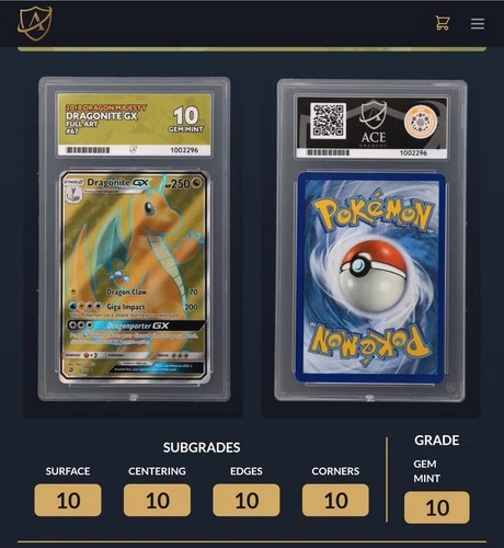 GEM MINT DRAGONITE GX DRAGON MAJESTY 67/70 - ACE 10 PERFECT SUBGRADES - POKEMON