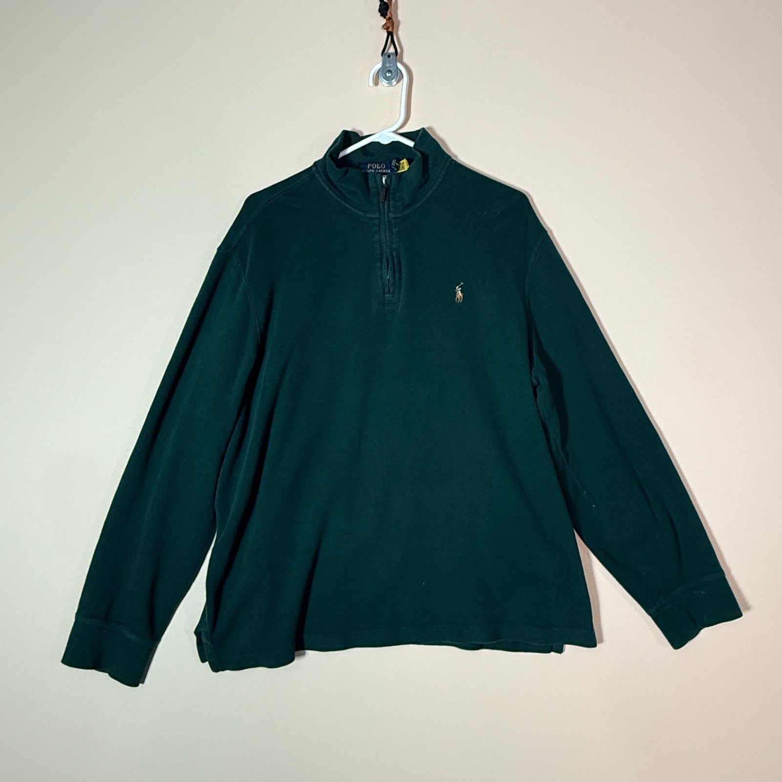 Polo Ralph Lauren Forest Green 1/4 Zip Pullover Sweater Men's Size Large L