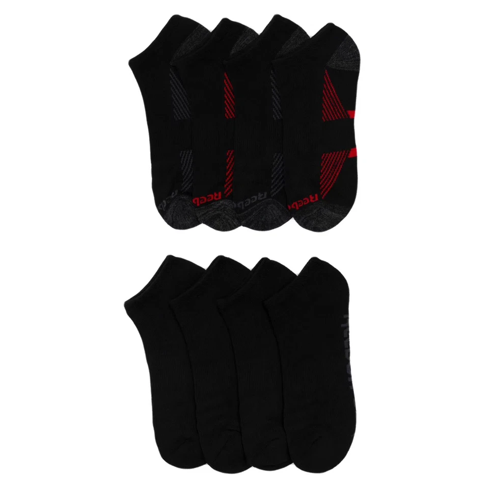 Paquete de 8 calcetines Reebok para hombre talla 6-12,5 negros Foto 2 de 3