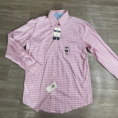 IZOD Advantage Performance Slim Fit Shirt Mens 15-15.5 M 34/35 Pink Check Cool