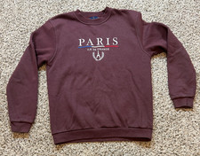 Paris Tour D'or Sweatshirt XL Embroidered Maroon Pullover Crew Neck