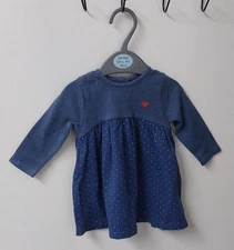 Mothercare Knee Length Dress 3-6 Months Baby Girls Blue Polka Dot Snaps