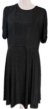 Michael Kors Black Studded Polka Dot Knit Fit & Flare Puff Sleeve Dress XL