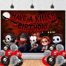 Halloween Horror Party Backdrop, Horror Movie Party Decoration,Horror Movie H...