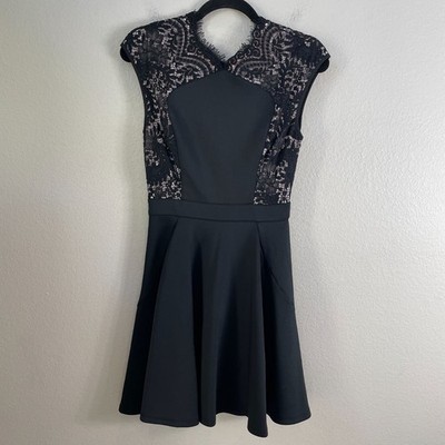 TED BAKER London Size XS Vivace Black Lace Panel Fit Flare Dress (Ted 0) |  eBay