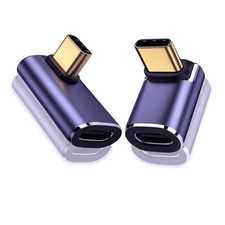 GHQXZT 90 Right Angle USB C Male to Female Adapter 2 Pack, 40Gbps Purple