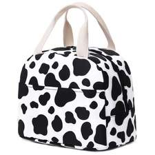 Mimfutu Cow Print Insulated Lunch Bag for Women Girls, Reusable Lunch Box Picnic
