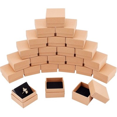 24 Pieces Small Kraft Brown Cardboard Boxes with Lid for Necklace Ring Gifts ...