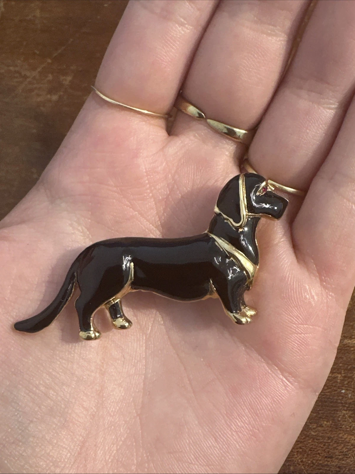 Petite Broche Chien Dorée Et Noire Bijoux Fantaisie