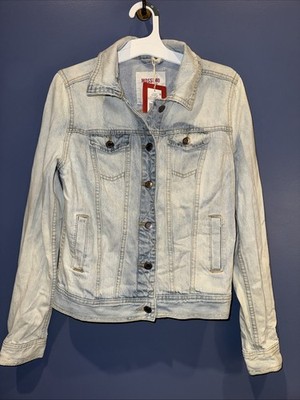 Size Small Denim Jean Jacket, Bleach Wash Punky Mossimo Trucker NWT 100% Cotton
