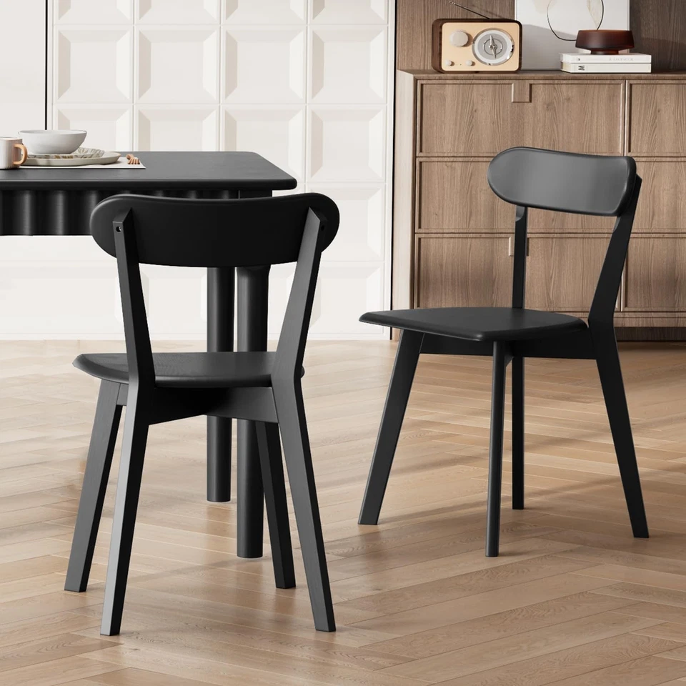 Juego de 2 sillas de comedor de madera maciza, sillas de comedor modernas de mediados de siglo con... Foto 3 de 4