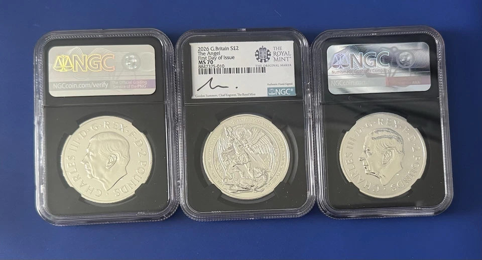 🇺🇸2026 British Angel Silver Coin NGC MS70 FDOI Signed St. Michael & Dragon - Image 4 of 4