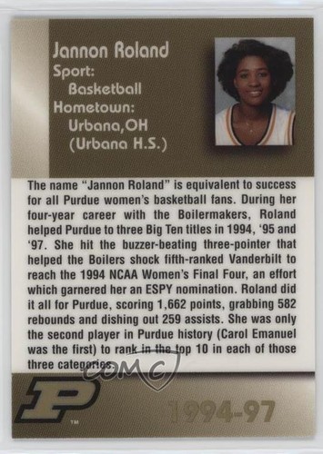 Ama Rc Card 2000 AMA Purdue Boilermakers Legends Women Jannon Roland Rookie RC t2u ...