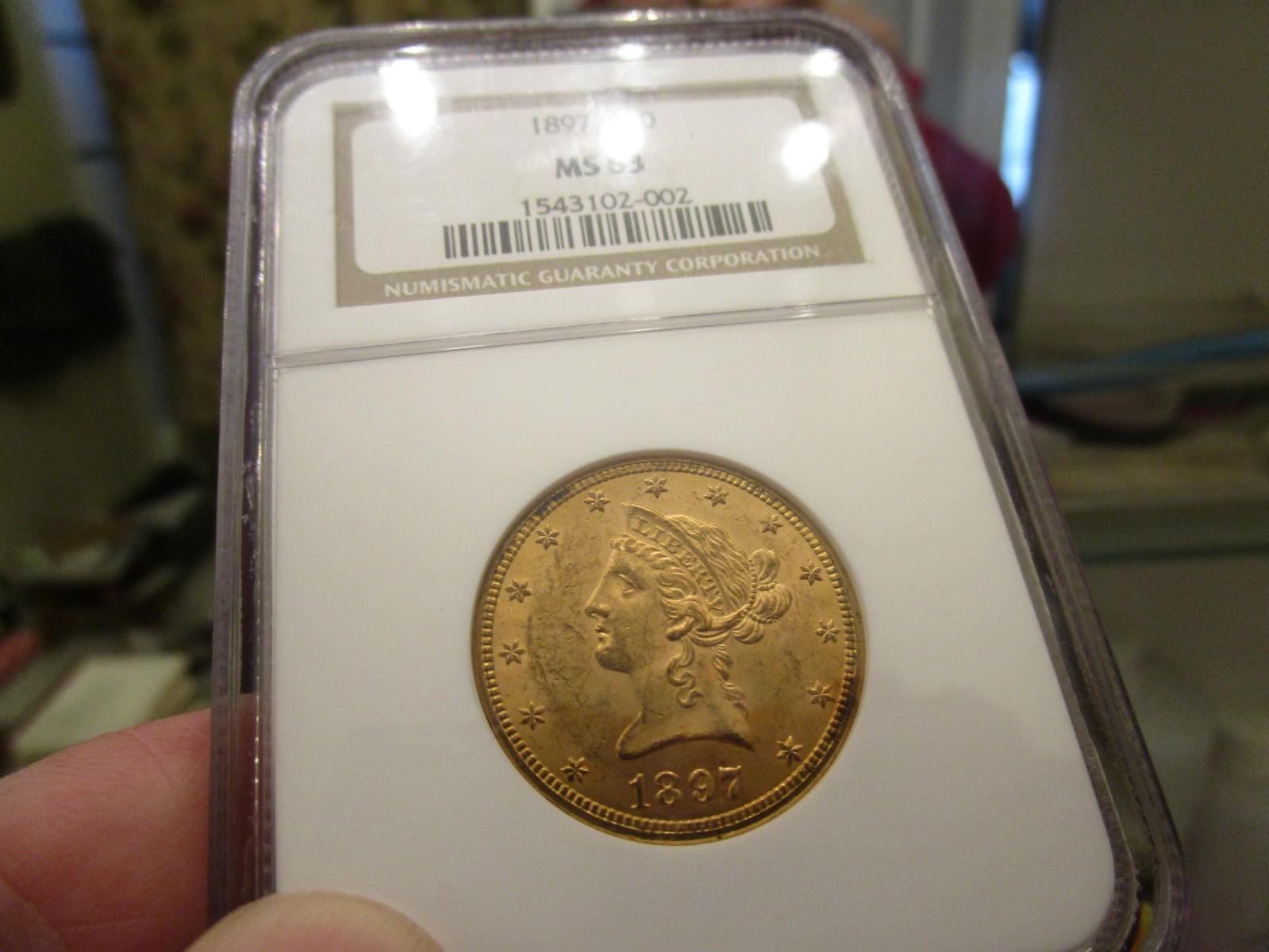 GOLD - 1897 LIBERTY HEAD EAGLE NGC MS-63 1/2 OZ OF AU - OLD HOLDER