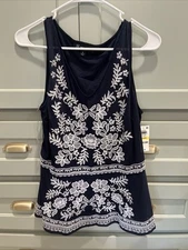 INC International Concepts Coastal Embroidered Tank  Top Women's  MNWT