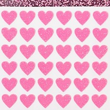 Pink Glitter Heart Sticker Sheet - 1/4" to 3 inch - Cute Sparkly