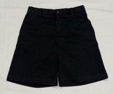 LANDS  END Boy  s Flat Front Black Shorts 8.25  Inseam Sz 10 9-10 years 