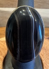 925 Sterling Silver Black Onyx Agate Ring Size 6.5 Large 38mm Cabochon Artisan