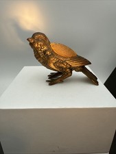 Vintage Cast Metal Standing Sewing Bird Pin Cushion