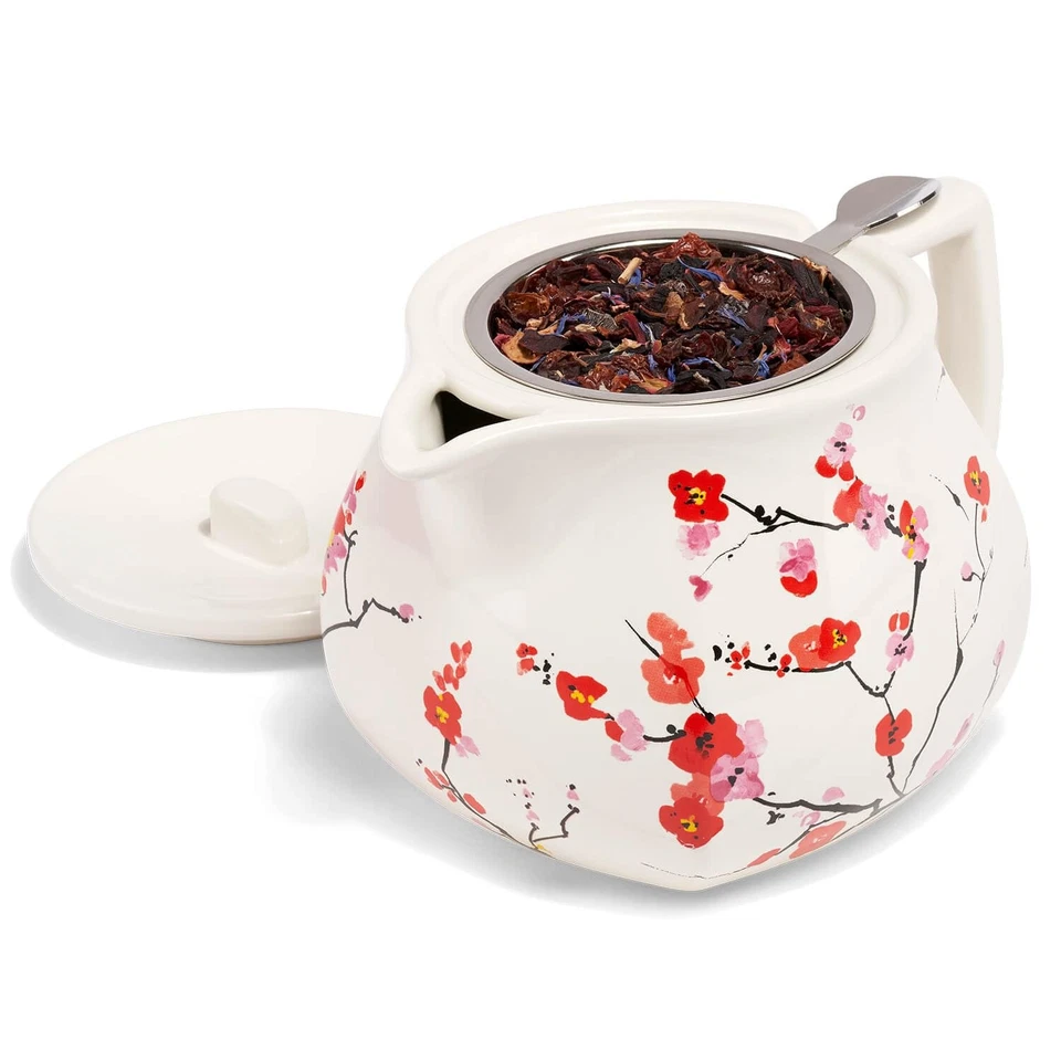 Fiore Sakura Cherry Blossom Ceramic Teapot with Removable Stainless Steel Inf... - Image 3 of 4