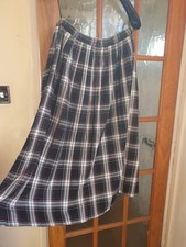 Vintage Black White Red Tartan/Check Plaid Skirt 36 waist 34inch Long Button,zip