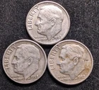 3-1963-D Roosevelt Dimes 90% Silver.