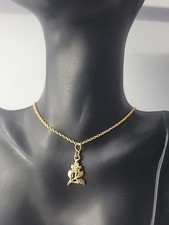 Vintage Gold Tone Rose Flower Pendant Necklace Floral Charm Jewelry