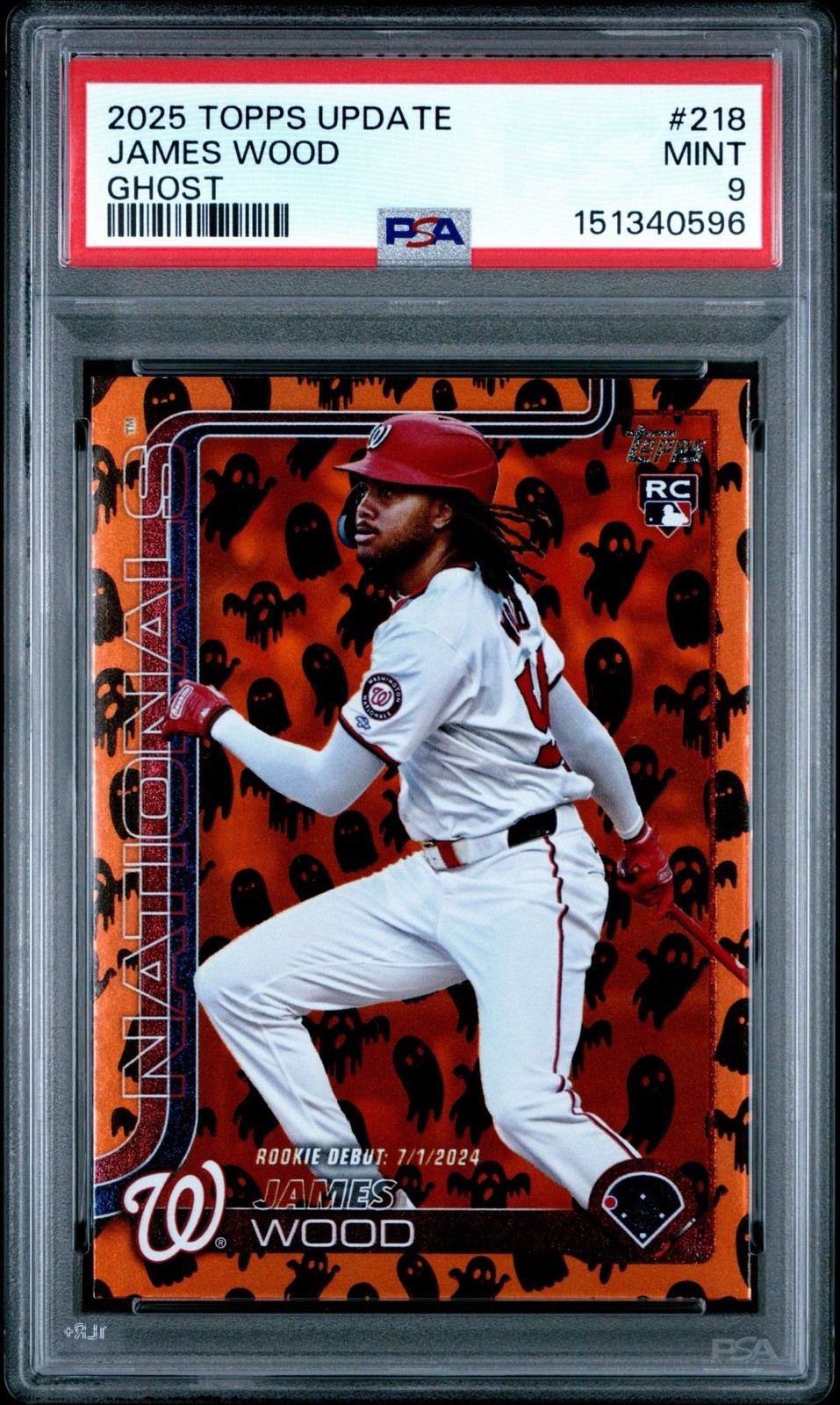 2025 Topps Update Series - Rookie Debut James Wood #US218 Ghost Foil (RC) PSA 9